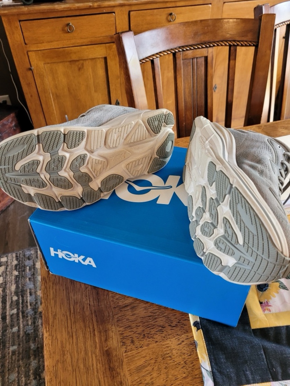 Hoka Light Gray/White Women's Running Sneakers - Picture 5 of 5